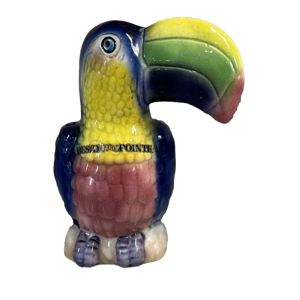 Toucan Planter Ceramic Colorful Bird Vintage 7.5